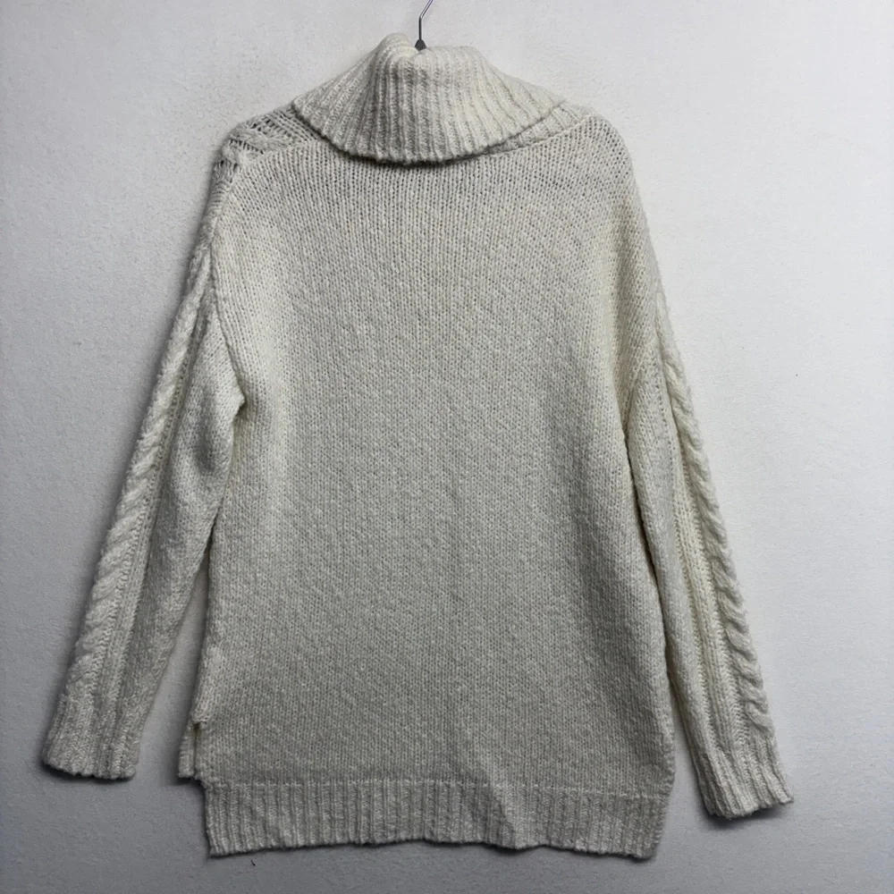 Smartwool Cable Knit Cream‎ Sweater Funnel Cowl Neck Tunic M